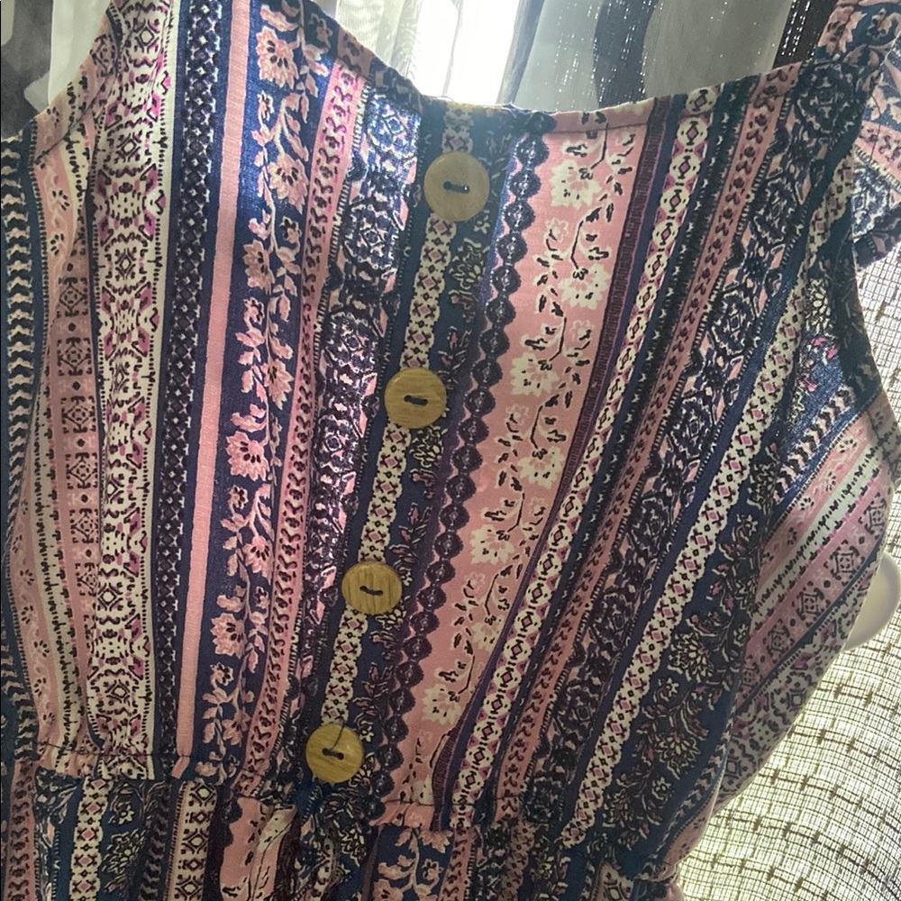Bohemian Pink and Blue Patterned Dress